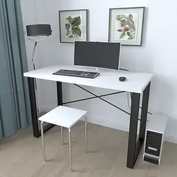 Письмовий стіл Ferrum-decor Драйв 750x1200x700 Чорний метал ДСП Біле 32 мм (FRD-103380) - мініатюра 2