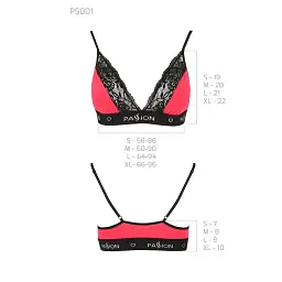 Еластичний топ з мереживом Passion TOP red-black L - мініатюра 3