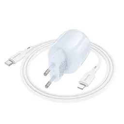МЗП Borofone BA94A Lustrous PD30W+QC3.0 (1USB-A/1C) + кабель Type-C to Lightning Blue - мініатюра 2
