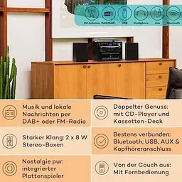 Стереосистема програвач вінілу Auna 388-DAB+ (10034091) - мініатюра 5