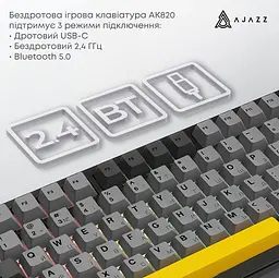 Механічна ігрова клавіатура Ajazz AK-820 MAX PLUS Wireless Black RGB Day Dream Switch Hot-Swap 2.4G/Bluetooth/USB - мініатюра 3