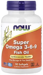 Супер омега 3-6-9, 1200 мг, 90 капсул, Now Foods