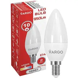 Лампа світлодіодна VARGO 10W E14 C37 4000K 220V (V-118867)
