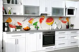 Кухонний фартух Грейпфрути вінілова наклейка для кухні цитруси Фрукти Білий 60х250 см Happy Pocket Z181310 - мініатюра 5