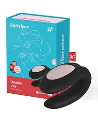 Вібратор для пар Satisfyer Double Joy 9 см чорний - мініатюра 2
