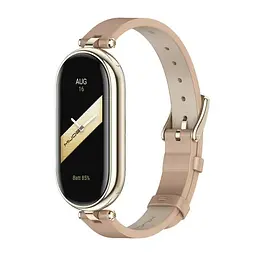 Шкіряний ремінець MiJobs для фітнес-браслета Xiaomi Mi Band 5 и 6 Type A бежевий - мініатюра 2