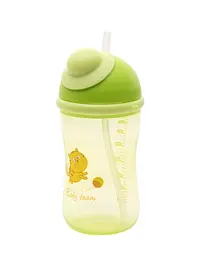 Поїльник Baby Team, з силіконовою трубочкою, 9+ міс., 380 мл, зелений (5010_зеленый_с_котиком) - мініатюра 2