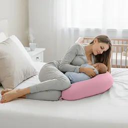 Подушка для вагітних та годування Sei Design трикотаж гіпоалергенна, наволочка з бавовни на блискавці пудра 30 х 190 см (8000036178*003) - мініатюра 4