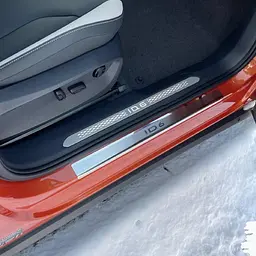 Накладки на пороги для Volkswagen ID.6 2021- Нержавіюча сталь із загином та Логотипом 4 шт (Premium P-VW57) - мініатюра 3