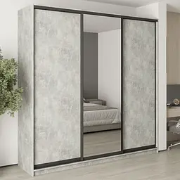 Шафа-купе тридверна MebelStar Комбо BG 2ДСП/Дзеркало 240x60x240 см Бетон (MBS-9684)