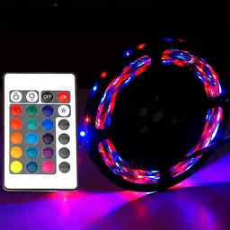 Комплект Світлодіодна стрічка багатобарвна 3528 RGB комплект 5м з пультом - мініатюра 2