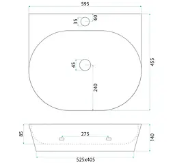 Умивальник Rea Kim накладний/підвісний 60 white REA-U6683 - мініатюра 6