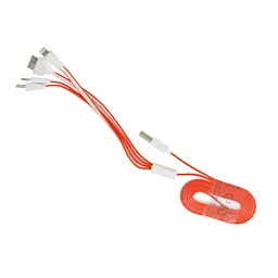 Шнур для телефона Flat 4в1 Lightning microUSB 30pin DC2mm 115 см оранжевый кабель для зарядки - миниатюра 2
