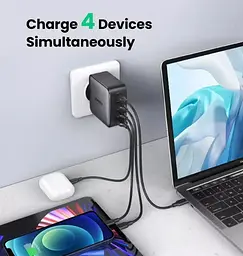 Універсальний портативний швидкий зарядний пристрій Ugreen CD226 GaN 100W 3C1A на 4 USB - мініатюра 4