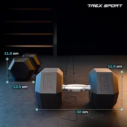 Гантеля шестигранна прогумована TX-100RD Trex Sport 10кг - мініатюра 2