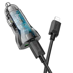 Адаптер автомобільний HOCO Type-C to Lightning CableTransparent Discovery Edition dual port Z47A - мініатюра 3
