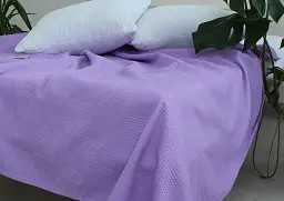Простирадло-покривало Tag Tekstil піке 160х235 см. Клітина бузкова - мініатюра 3