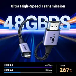 Кабель мультимедійний HDMI M to HDMI micro M 1.0m V2.1 8K60Hz HD164 black Ugreen (15516) - мініатюра 4