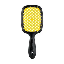 Гребінець щітка для волосся Superbrush Plus Hollow Comb Чорно-жовтий Черно-желтый 86890