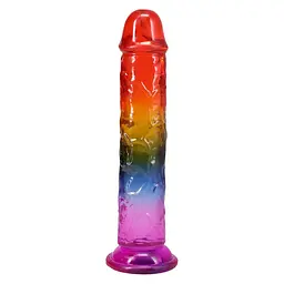 Дилдо Doc Johnson Crystal Jellies 8.5 Inch Classic Dong Rainbow, 21.6 см