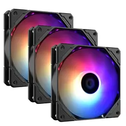 Вентилятор 120 мм, ID-Cooling TF-12025-PRO ARGB TRIO, Black (3 шт), 120x120x25 мм, ARGB підсвітка, 500-1800 об/хв, 35.2dB(A) max, 4-pin (PWM) / 3-pin (ARGB)