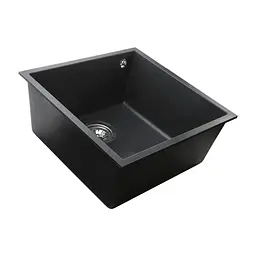 Гранітна мийка Globus Lux Ammer пiдстiльна, чорний металiк 440x440 мм А0001, Чорний - мініатюра 3