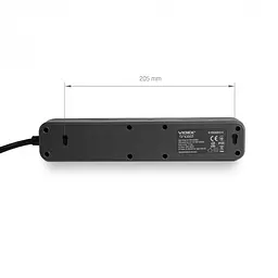 Мережевий подовжувач Videx Oncord з/з 3 п 3 м (3x1.5 мм) 2.4А 2USB+USB-C з кнопкою чорний (VF-PD33G2U1C-B) - мініатюра 9