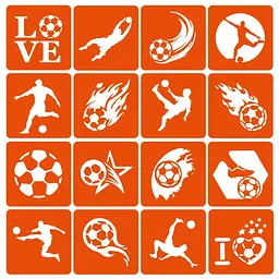 Набір трафаретів для біотату Футбол (football-simple-16) 16 шт, 6х6 см
