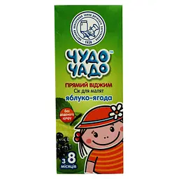 Сок Чудо-чадо, яблоко-лесная ягода, осветленный, стерилизованный, 200 мл