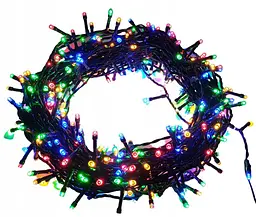 Гірлянда нитка 300led warm 100-10 led флеш на чорному дроті ∙ Провід гірлянда кульки 300 led