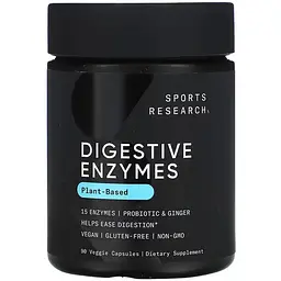 Комплекс травних ферментів Sport Research Digestive Enzymes + Probiotic 90 веганських капсул