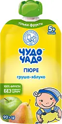 Упаковка пюре Чудо-Чадо Груша і Яблуко без цукру пауч 1.44 кг (90 г х 16 шт.) - мініатюра 2