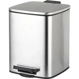 Відро для сміття з плавним закриттям квадратне Zerix Kubix-TC0106 SS Color 6л нержавіюча сталь ZX5889, Нержавіюча сталь