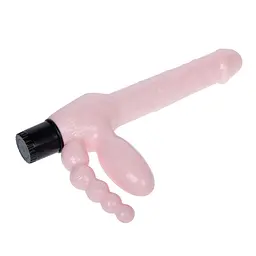 Жіночий страпон LyBaile Super Straples Dildo With Anal Plug 24.8 см тілесний - мініатюра 4