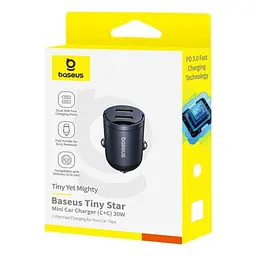 Автомобільне зарядне пристрій Baseus Tiny Star Mini Car Charger 2C 30W чорний C00035001121-03 - мініатюра 2