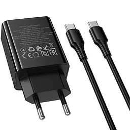 МЗП Hoco CS94A Leader PD20W+QC3.0 (1USB-A/1C) + кабель Type-C to Type-C Black - мініатюра 5