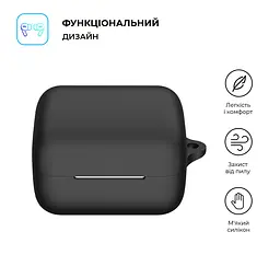 Силіконовий чохол для навушників Sony INZONE Buds, Hang Case, чорний, ультратонкий захисний кейс товщиною 2 мм, захист від подряпин, пилу та ударів, компактний, з карабіном для кріплення, ArmorStandart (ARM80457) - мініатюра 2