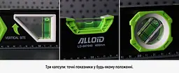 Рівень будівельний Alloid 3 капсули з магнітом та боковим вікном 60 см (LD-007060) - мініатюра 3