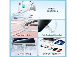 Кабель USB Type-C Vention 60W Type-C / Type-C 1m White (TRDWF) - мініатюра 8
