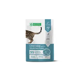 Вологий корм для котів з куркою, лососем і тунцем Nature's Protection Weight Control, Chicken with Salmon,100г