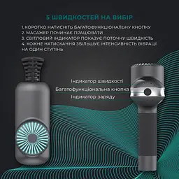 Перкусійний масажний пістолет Booster Lightsaber Mini (6 насадок) - мініатюра 2