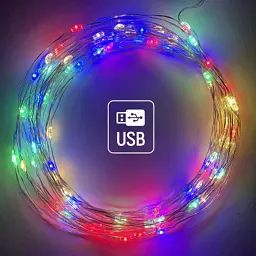 Гірлянда ColorWay Роса LED 50 5 м 8 функцій різнокольорова USB (CW-G-50L5NUMC) - мініатюра 2