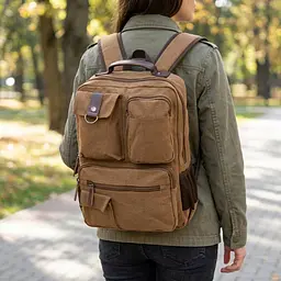 Рюкзак текстильний дорожній унісекс 20619 Vintage коричневий - мініатюра 2