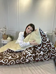 Ковдра полуторна відкрита зимова з вовни Leri Max 21510 145х210 см коричнева - мініатюра 9
