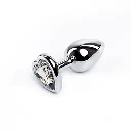Анальна пробка Fantasy Silver Butt Plug Heart-Shaped S 7 см (білий) - мініатюра 2