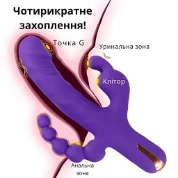 Вібратор кролик 3 в 1 I'MCUM Triple Pleasure Fantasy Фіолетовий (IM-ZDB002) - мініатюра 9