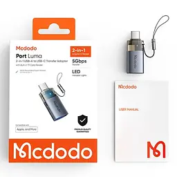 Адаптер McDodo 2-in-1 USB-A to USB-C with TF Card Reader Adapter Black - мініатюра 2