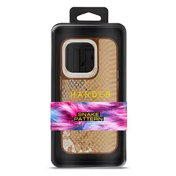Кожаный чехол для Apple iPhone 15 Pro, Harder Snake Pattern, бежевый, термополиуретан ТПУ + экокожа с текстурой змеиной кожи, панель, защита корпуса, противоударный, микрофибра, рамка вокруг камеры, защита всего корпуса, (ARM76794) - мініатюра 3