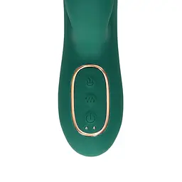 Вібратор-кролик Loveline Thrusting 20.5 см (зелений) - мініатюра 18