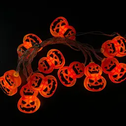 Гирлянда на Хэллоуин Тыквы 10 led 150 см 4 × 5 см оранжево-черная - миниатюра 4